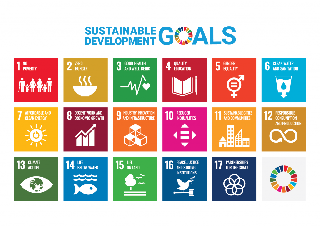 An image of 17 coloured blocks representing the United Nations Sustainable Development Goals